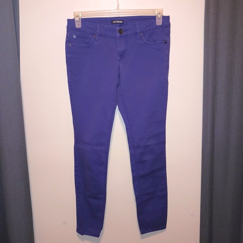 Indie Streetwear Express Bold Purple Skinny Jeans 6 Mid Rise Stretch Denim Pants